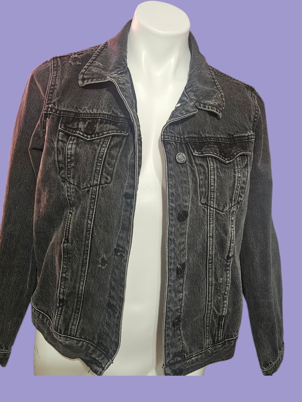 Buffalo David Bitton Black Washed Denim Trucker Jacket